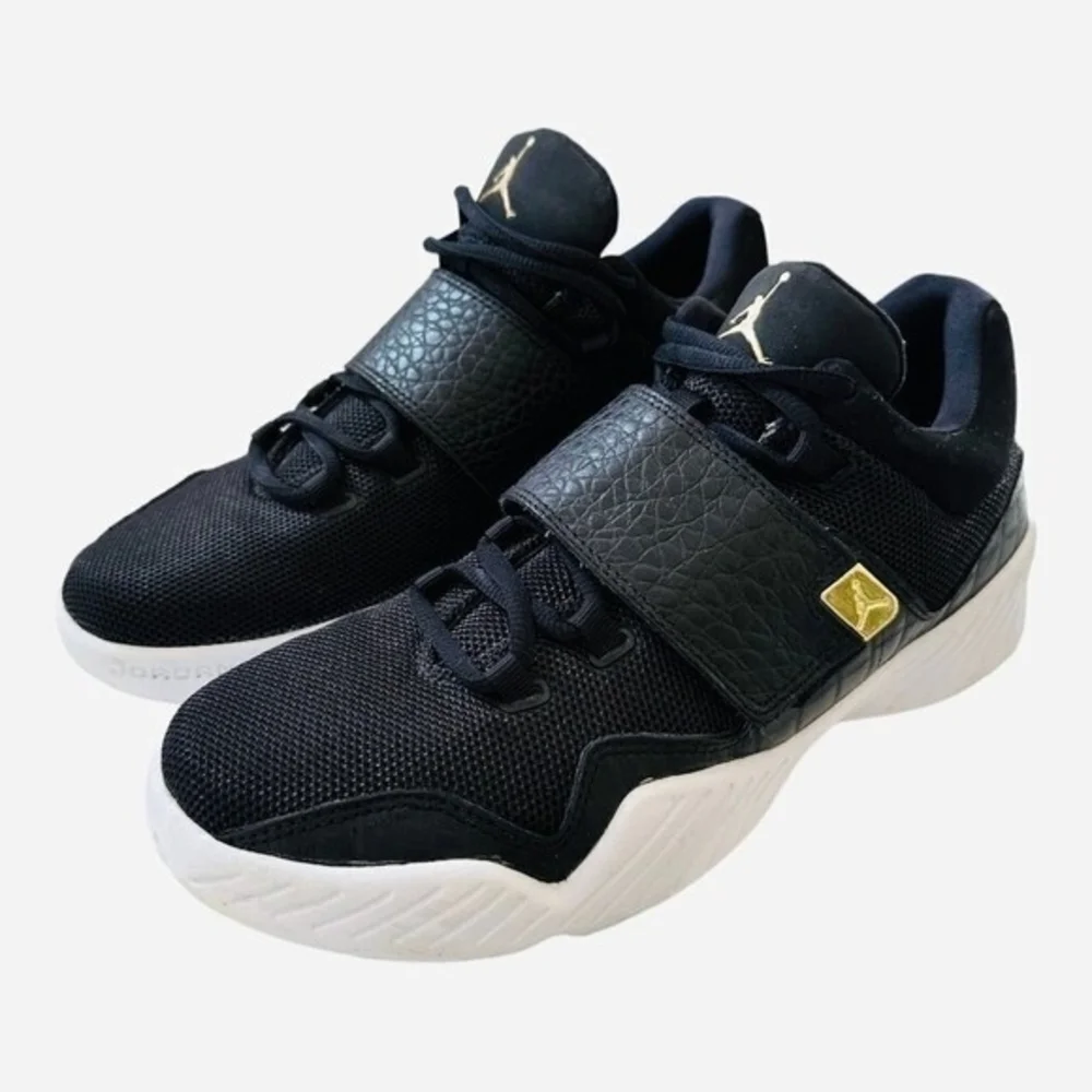 Air Jordan J23 Black Metallic Gold White Leather Men’s Sneakers 8.5